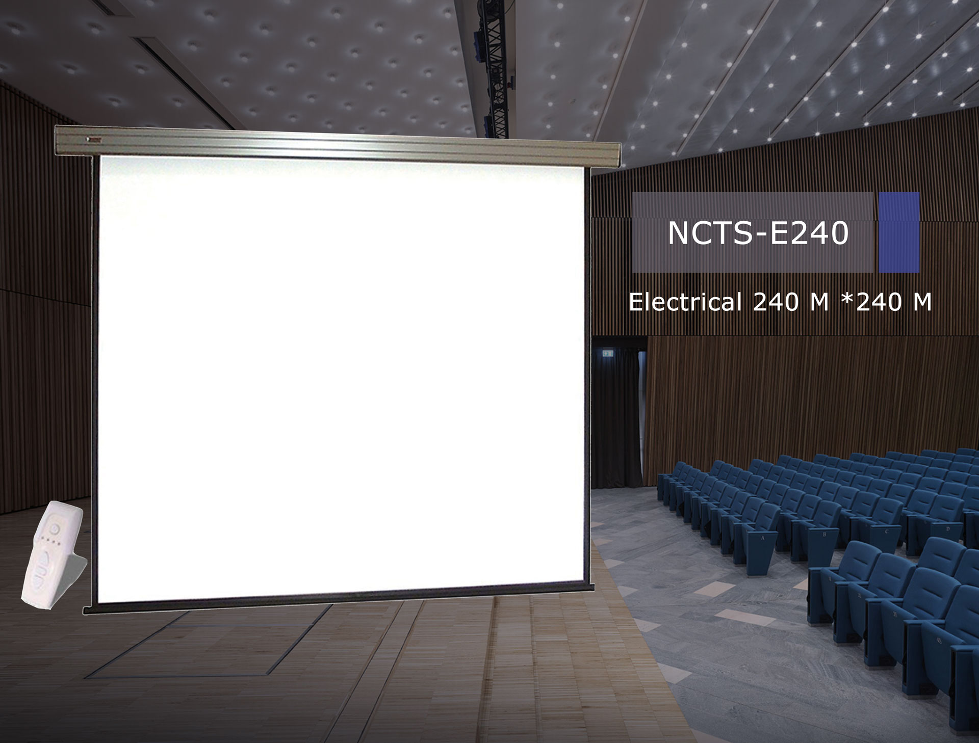 .NCTS ELECTRICAL SCREEN FOR PROJECTOR 2.4M*2.4M MATTE 0.42MM WITH REMOTE